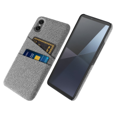 A-One Brand - Sony Xperia 10 VII Mobilskal med Dual Kortfack Tyg + PC - Ljusgrå