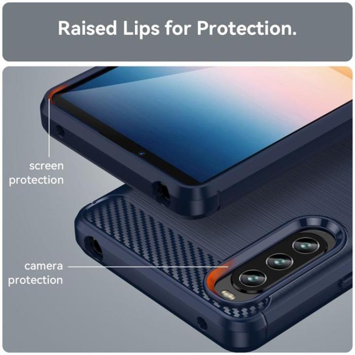 A-One Brand - Sony Xperia 10 IV Skal Carbon Fiber - Blå