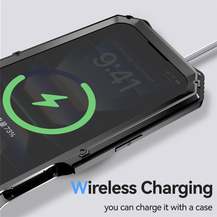 R-JUST - R-JUST iPhone 16 Pro Max Mobilskal med Härdat Glas - Svart