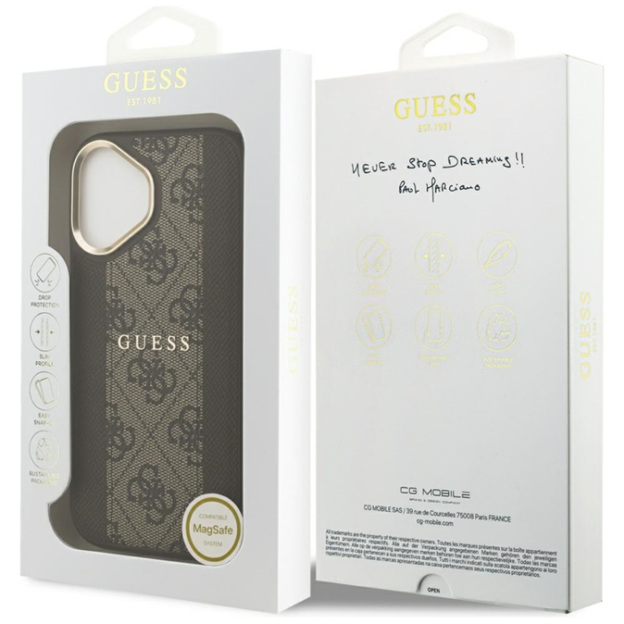 Guess - Guess iPhone 17 Mobilskal Magsafe Stripe - Brun