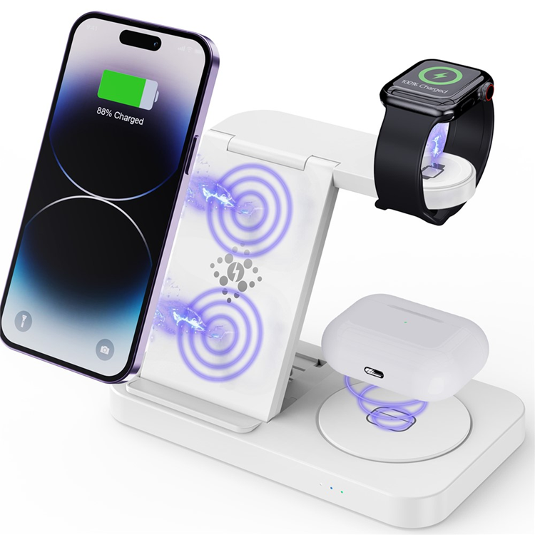 3in1 Trådlös Laddare Apple Watch, iPhone, Airpods 15W - Vit | 505295 | AlltMobil