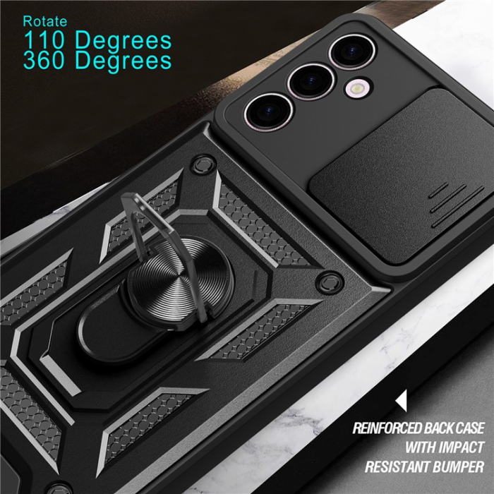 OEM - Galaxy A24 4G Mobilskal Ringhållare Kickstand - Svart