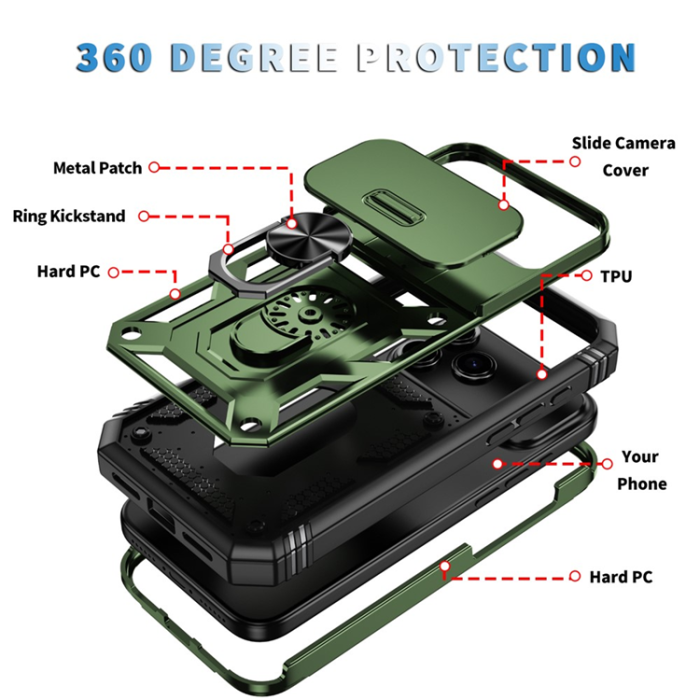 A-One Brand - iPhone 17 Pro Max Mobilskal Slide Camshield Kickstand