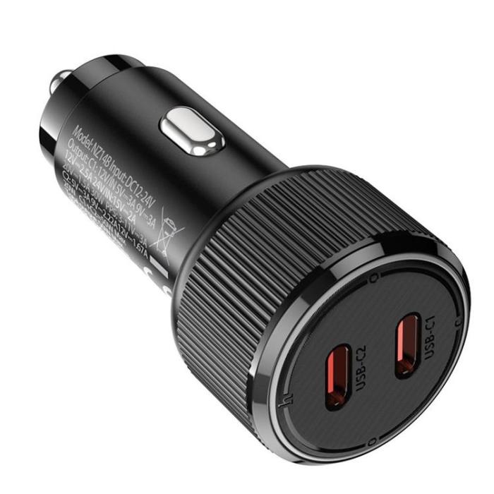 Hoco - Hoco Billaddare 2xUSB-C 50W NZ14B - Svart
