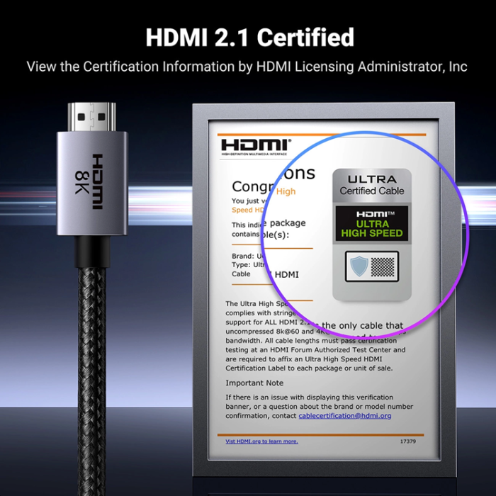 Ugreen - Ugreen HD171 Kabel med HDMI 2.1 8K 3m - Grå