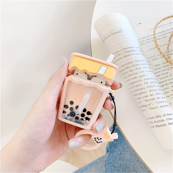 A-One Brand - Airpods 1/2 Skal Boba Milk Tea Glitter - Rosa