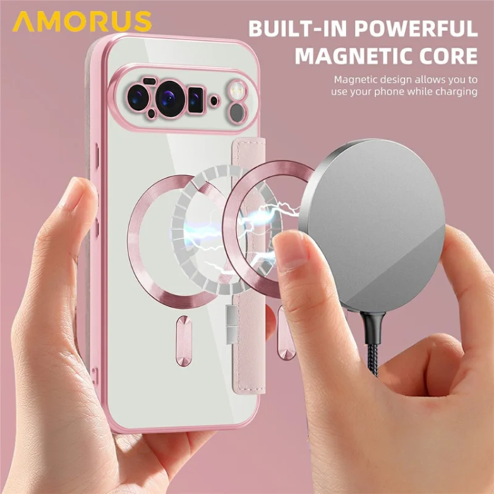 AMORUS - AMORUS Google Pixel 10 Pro XL Plånboksfodral Magsafe RFID - Rosa