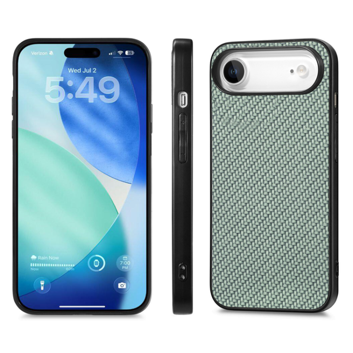 A-One Brand - iPhone Air Mobilskal Carbon Fiber PU Läder - Grön