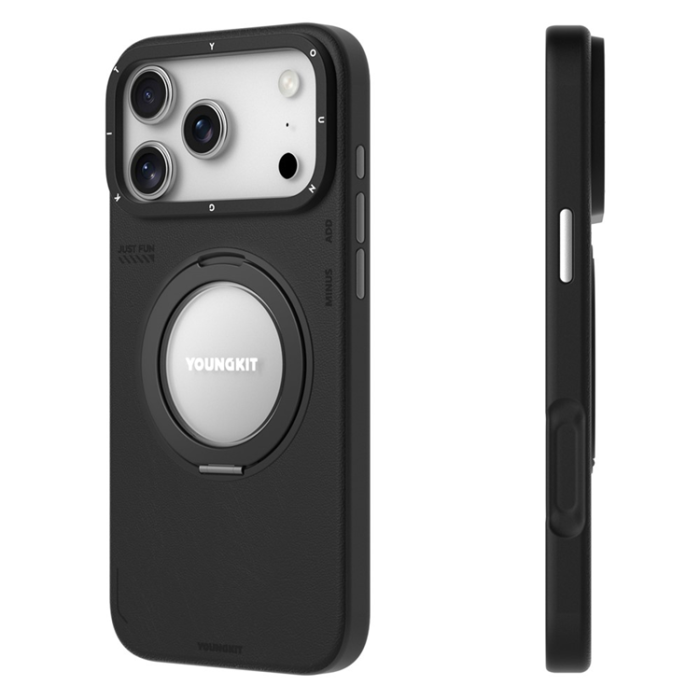 YOUNGKIT - YOUNGKIT iPhone 17 Pro Max Mobilskal Rotating Kickstand - Svart