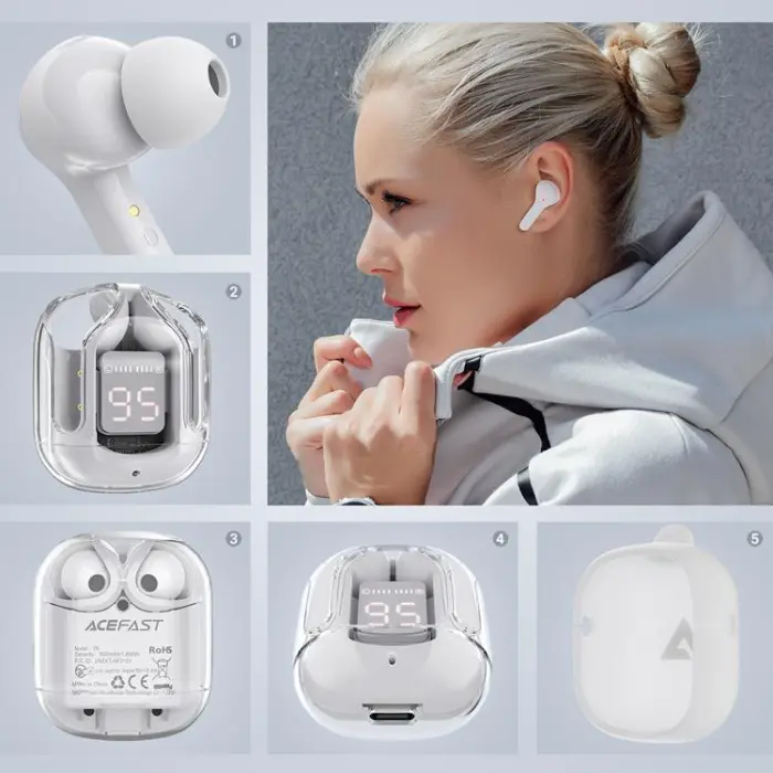 Acefast - Acefast In-ear Trådlösa Hörlurar TWS Bluetooth - Grå