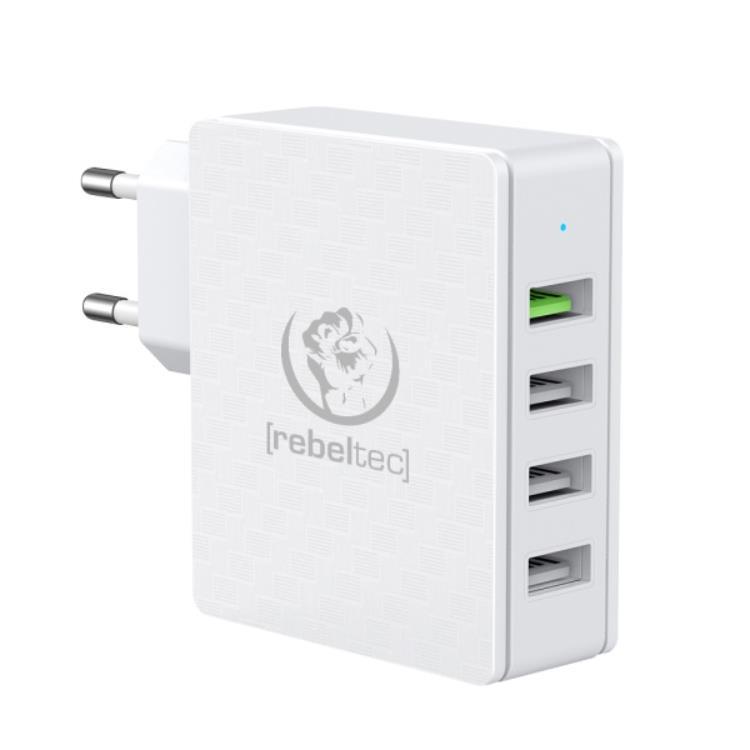 Rebeltec Väggladdare 4x USB QC 3.0 H410 Turbo - Vit | 505295 | AlltMobil