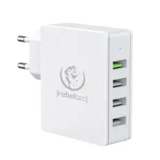 Rebeltec - Rebeltec Väggladdare 4x USB QC 3.0 H410 Turbo - Vit
