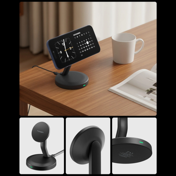 Spigen - Spigen EF151MS Essentials MagSafe Trådlös Laddare 15W - Svart