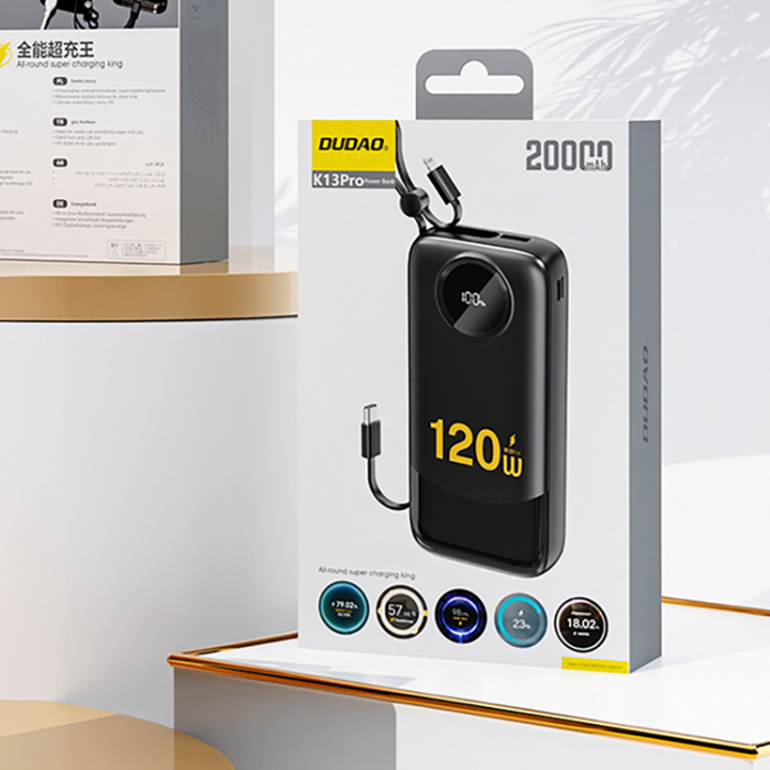 Dudao - Dudao Powerbank 10000mAh med Kabel