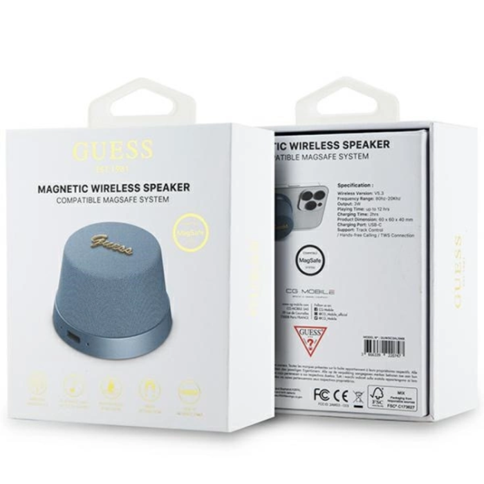Guess - Guess Bluetooth Högtalare Magnetic Script Metal - Blå