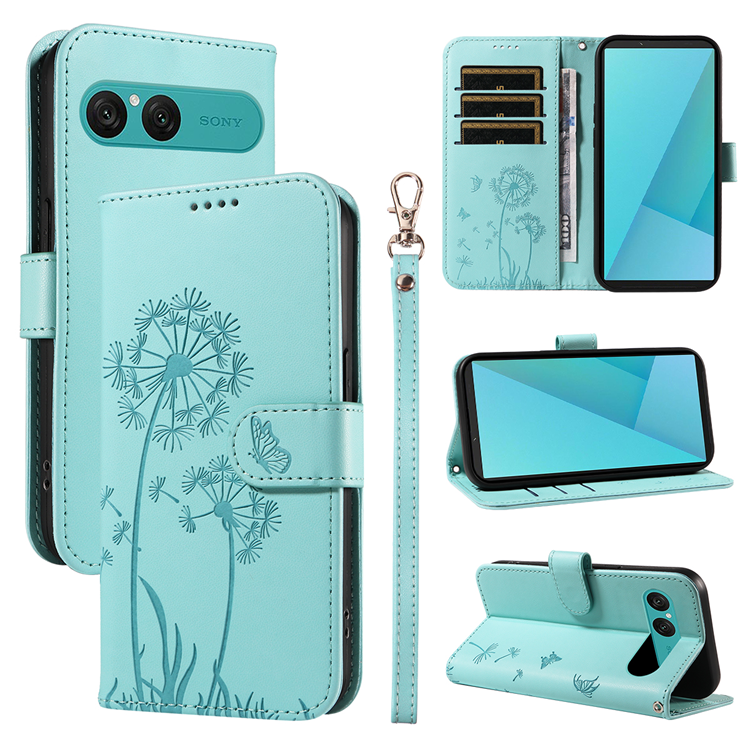 Sony Xperia 10 VII Plånboksfodral Strap Dandelion Läder - Grön | 2353 | AlltMobil