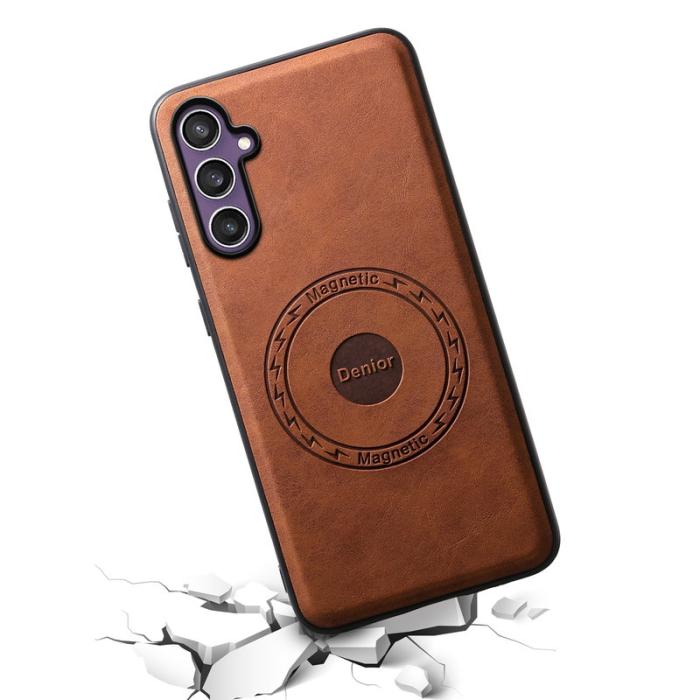 DENIOR - DENIOR D14 Samsung Galaxy S23 FE Fodral KonstLäder Brun