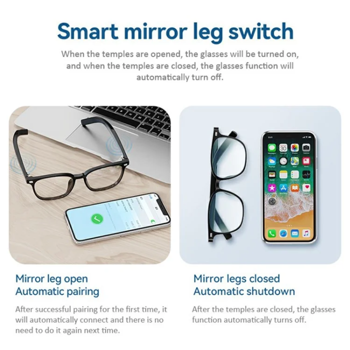 OEM - Anti-Blue-Ray Smart Glasögon Bluetooth G05-C - Svart