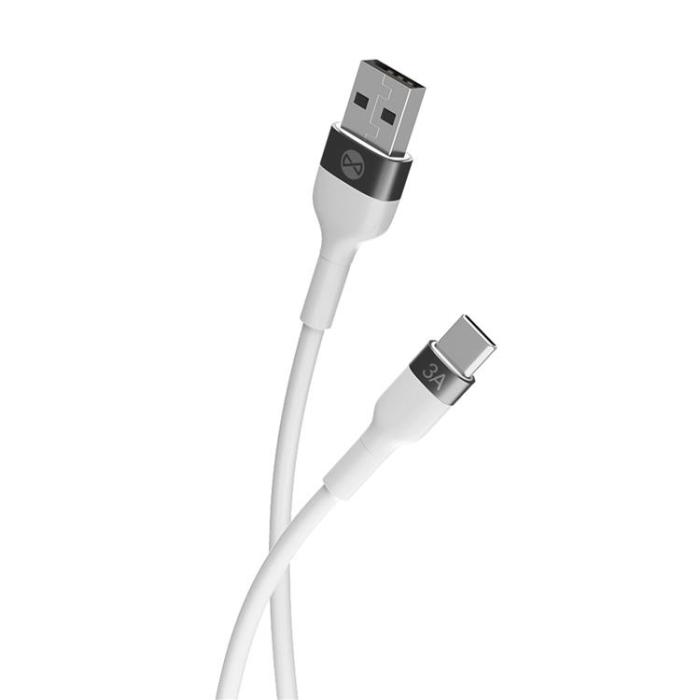 Forever - Forever Flexible USB-C till USB-A kabel 1m 3A - Vit