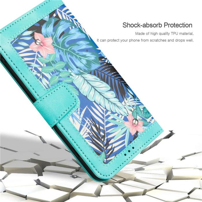 OEM - iPhone 15 Pro Max Plånboksfodral Flower Pattern - Grön