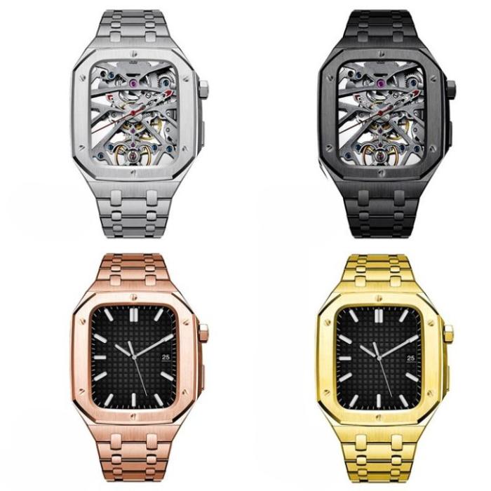 A-One Brand - Apple Watch 4/5/6/7/8/SE (44/45mm) Luxury Band Armor Stainless Steel - Silver