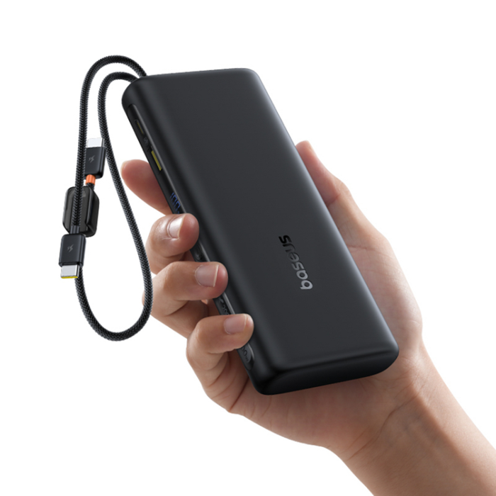 BASEUS - Baseus Powerbank 20000mAh Dual USB-C Kable 100W - Svart