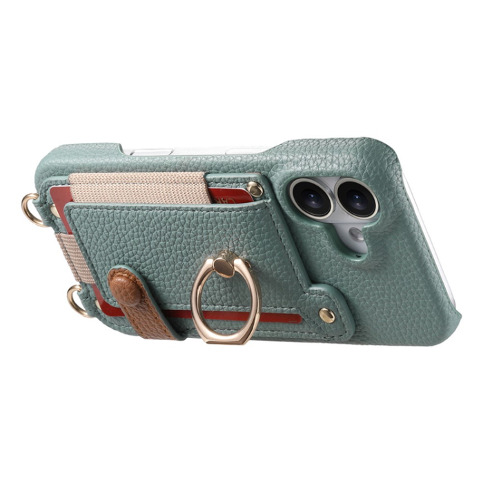 A-One Brand - iPhone 16 Mobilskal med Korthållare Ring Kickstand - Blå