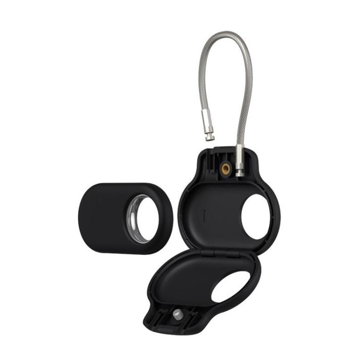 OEM - Galaxy SmartTag 1/2 Skal Silikon med Ståltråd Spårningsenhet Tillbehör - Svart