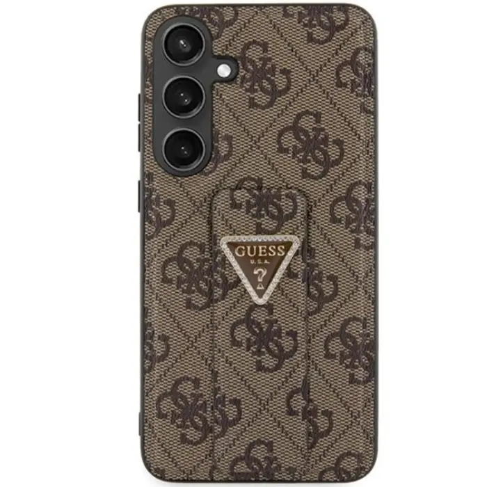 Guess - Guess Galaxy S24 Mobilskal Grip Stand Triangle Strass - Brun