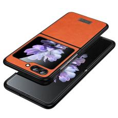 SULADA - SULADA Mobilskal till Galaxy Z Flip7 FE / Z Flip6 5G PU L&auml;der Orange