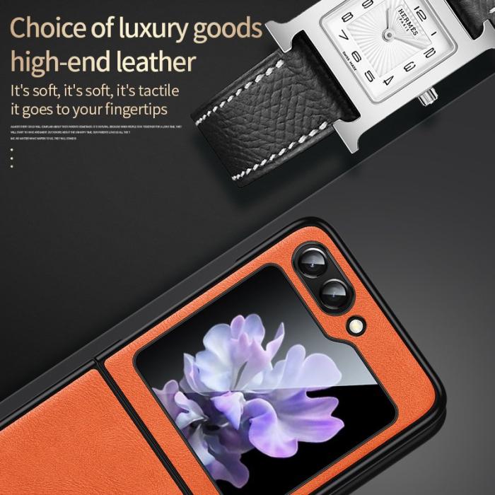 SULADA - SULADA Mobilskal till Galaxy Z Flip7 FE / Z Flip6 5G PU Läder Orange