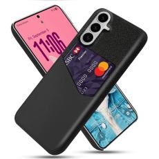 OEM - Mobilfodral f&ouml;r Samsung Galaxy S26 Konstl&auml;der med kortfack - Svart