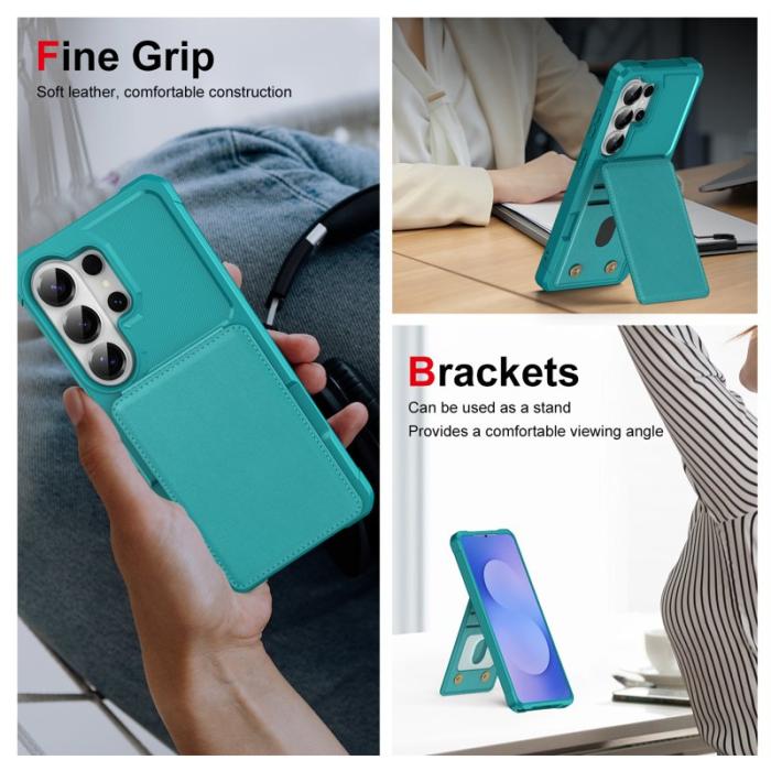 OEM - Mobilfodral för Samsung Galaxy S26 Ultra Kickstand Kortfack - Grön