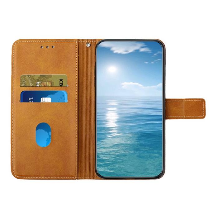 OEM - Plånboksfodral för Samsung Galaxy S26 Konstläder med handledsrem - Gul