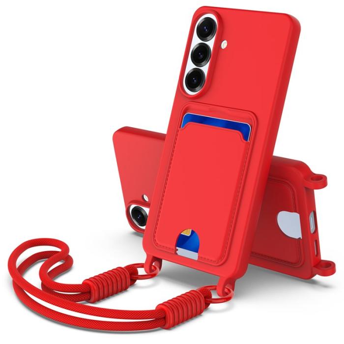 OEM - Mobilskal för Samsung Galaxy S26 Plus Liquid Silicone med kortfack - Röd