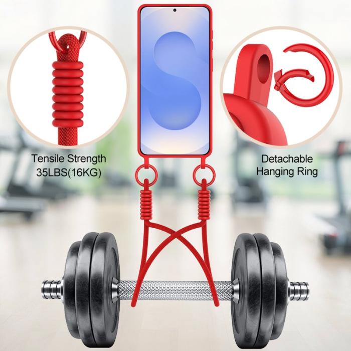 OEM - Mobilskal för Samsung Galaxy S26 Plus Liquid Silicone med kortfack - Röd