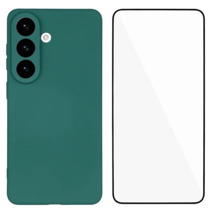 WANLONFENG - WANLONFENG Mobilskal för Samsung Galaxy S26 TPU med härdat glas - Armgrön