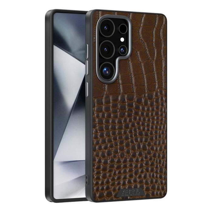 ABEEL - ABEEL Mobilskal till Samsung Galaxy S25 Ultra MagSafe Kroko Textur Brun