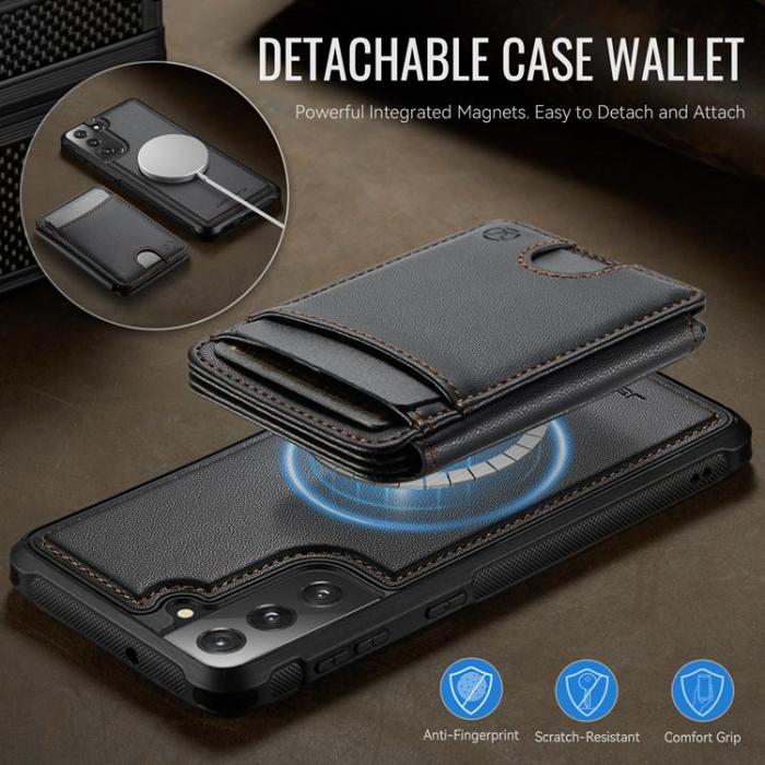 OEM - JEEHOOD Samsung Galaxy S21 FE 5G Fodral KonstLäder - Svart