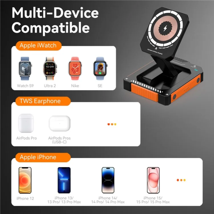 OEM - 3in1 MagSafe Trådlös Laddare iPhone, Apple Watch, Airpods
