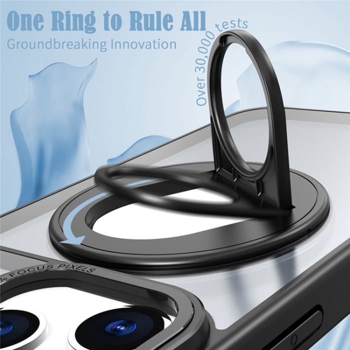 A-One Brand - iPhone 17 Pro Mobilskal MagSafe Rotating Kickstand Clear - Svart