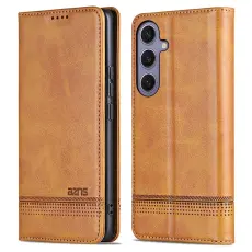 AZNS - AZNS Samsung Galaxy S25 Pl&aring;nboksfodral Konstl&auml;der - Brun