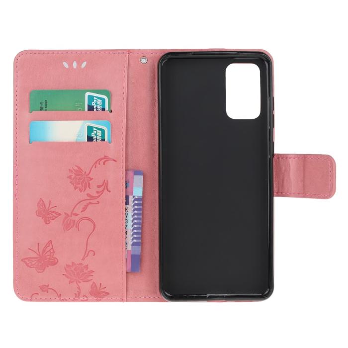 OEM - Butterfly Plånboksfodral till Samsung Galaxy S20 Plus - Rosa
