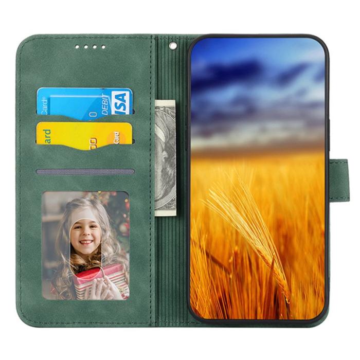 DIERFENG - DIERFENG DF-03 Plånboksfodral i Konstläder för iPhone 15 - Grön