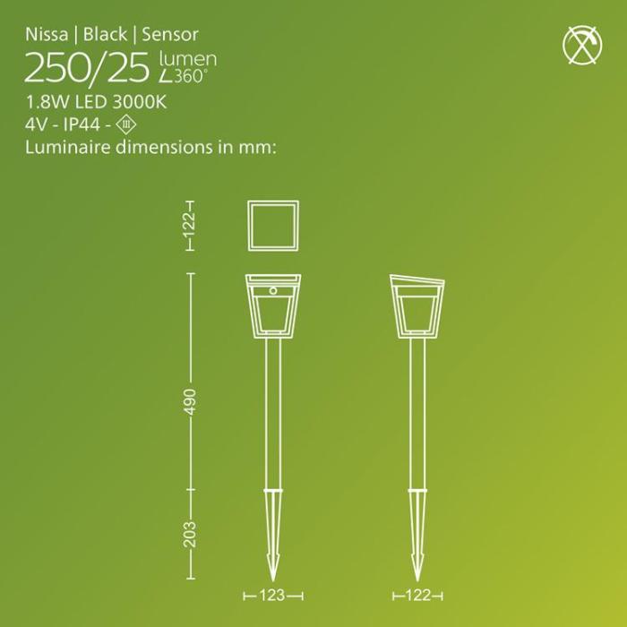 Philips - Philips Nissa Piedestal Solcell LED 250/20lm - Svart