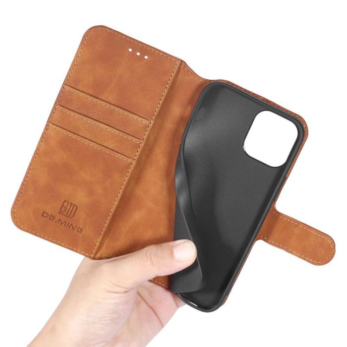 DG.MING - DG.MING Stand Plånboksfodral Retro Konstläder för iPhone 13 Pro - Brun