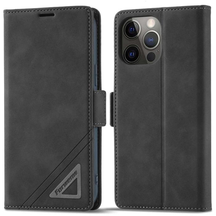 FORWENW - FORWENW F3-Series iPhone 13 Pro Plånboksfodral Konstläder - Svart