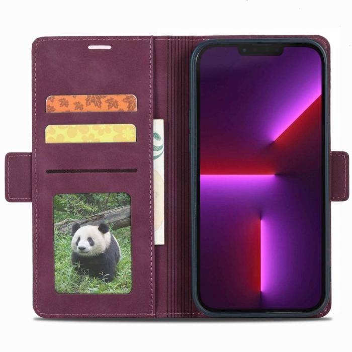 FORWENW - FORWENW F3-Series iPhone 13 Pro Plånboksfodral Konstläder - Vinröd