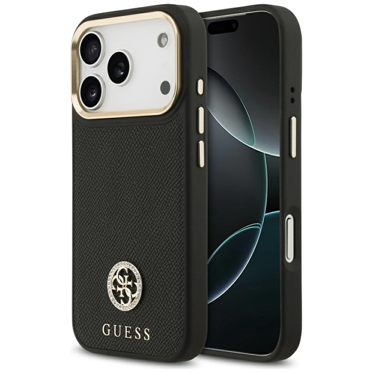 Guess Mobilskal till iPhone 17 Pro Max Magsafe Grained Strass Logo - Svart | 2353 | AlltMobil