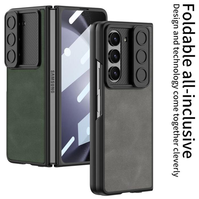 GKK - GKK Samsung Galaxy Z Fold5 Fodral KonstLäder - Grå
